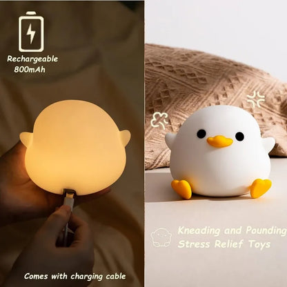 DoDo-Silicone Duck, LED Bedside Lamp, Rechargeable, Bedroom, Living Room